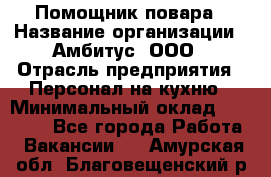 Помощник повара › Название организации ­ Амбитус, ООО › Отрасль предприятия ­ Персонал на кухню › Минимальный оклад ­ 15 000 - Все города Работа » Вакансии   . Амурская обл.,Благовещенский р-н